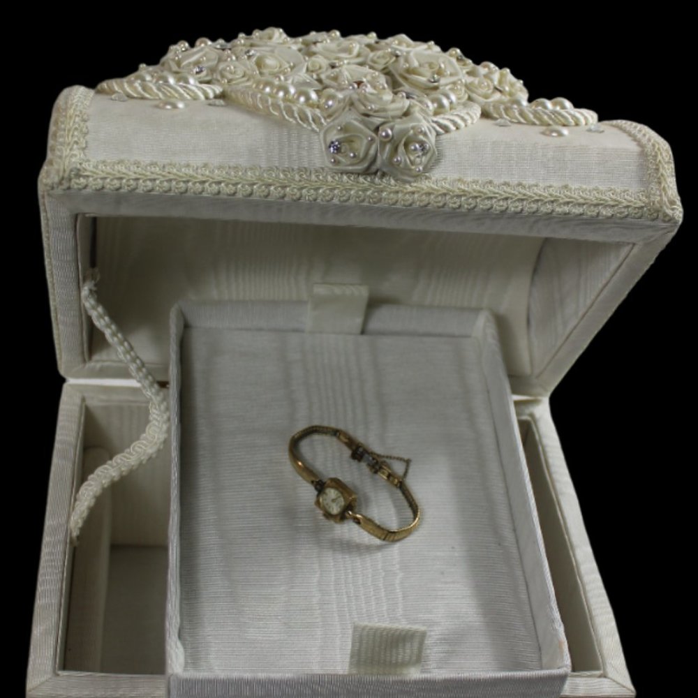 Elgin Gold Tone Vintage Working Manual Art Deco Square Case Oval Face Watch - Picture 7 of 7